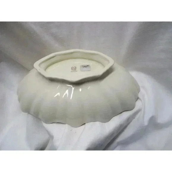 Lenox Symphony Oval Scalloped Fluted Footed Serving Bowl Platinum Trim USA - Picture 5 of 6